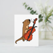 Funny Zee Otter Play Cello Cartoon Briefkaart (Staand voorkant)