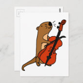 Funny Zee Otter Play Cello Cartoon Briefkaart (Voorkant / Achterkant)