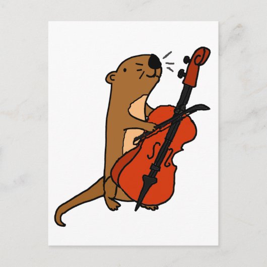 Funny Zee Otter Play Cello Cartoon Briefkaart (Voorkant)