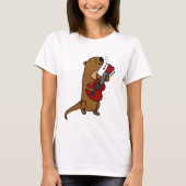 Funny Zee Otter Play Guitar T-shirt (Voorkant)