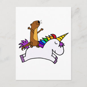 Funny Zee Otter Riding Flying Unicorn Briefkaart