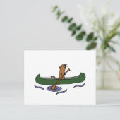 Funny Zee Otter Rowing in Canoe Briefkaart (Staand voorkant)