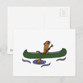 Funny Zee Otter Rowing in Canoe Briefkaart (Voorkant / Achterkant)