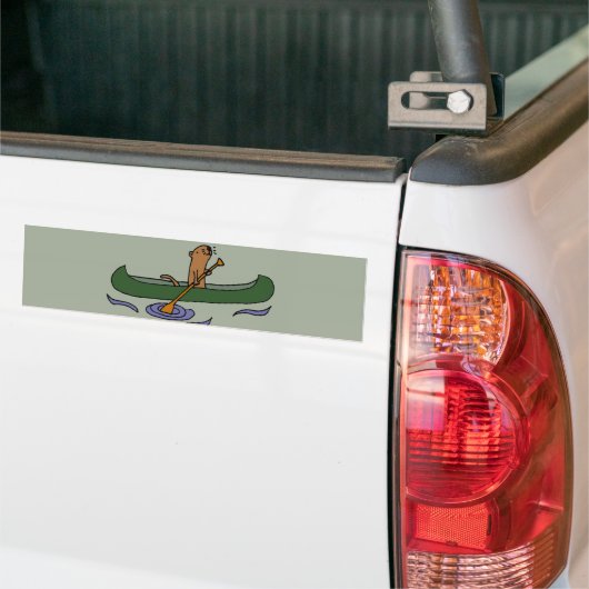 Funny Zee Otter Rowing in Canoe Bumpersticker (Op Truck)