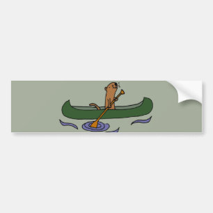 Funny Zee Otter Rowing in Canoe Bumpersticker