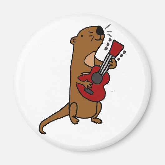 Funny Zee Otter Spelen Gitaar Magneet (Voorkant)
