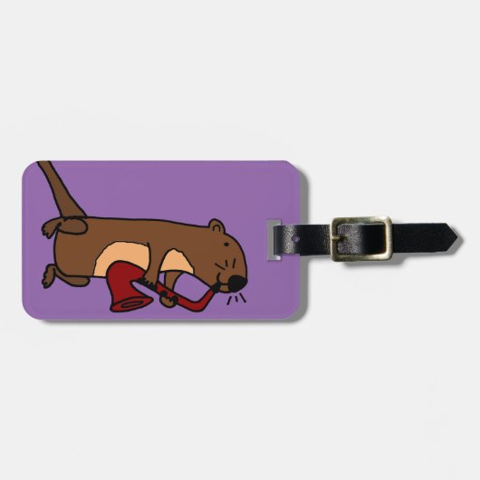 Funny Zee Otter Spellingsaxofone Bagagelabel (Voorkant horizontaal)
