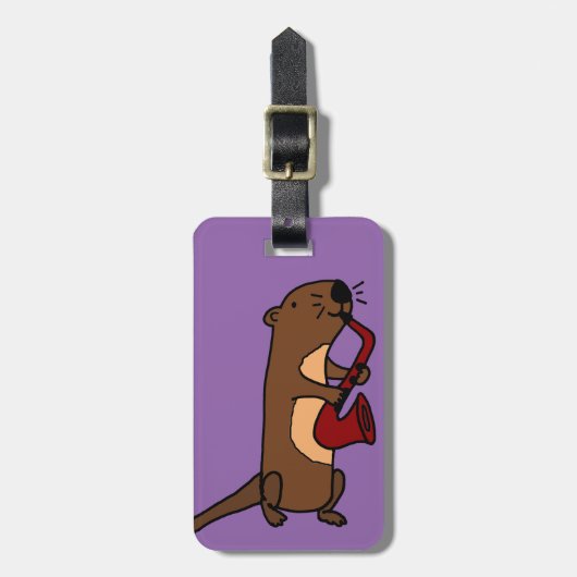 Funny Zee Otter Spellingsaxofone Bagagelabel (Voorkant verticaal)