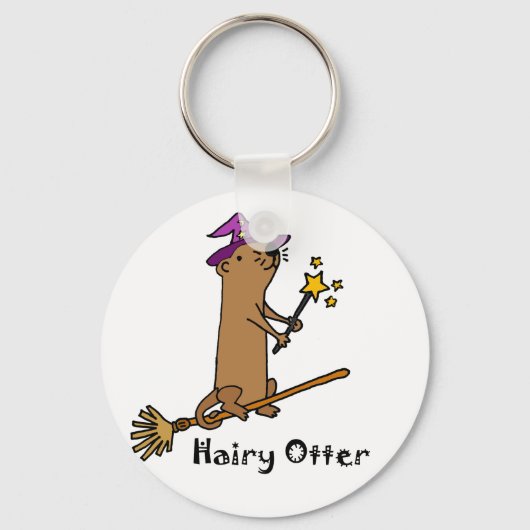 Funny Zee Otter Wizard Cartoon Sleutelhanger (Voorkant)