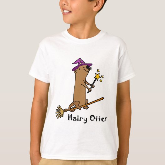 Funny Zee Otter Wizard Cartoon T-shirt (Voorkant)