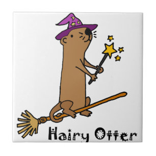 Funny Zee Otter Wizard Cartoon Tegeltje