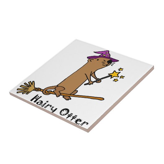 Funny Zee Otter Wizard Cartoon Tegeltje (Zijkant)