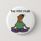 Funny Zee Otter Yoga Artwork Ronde Button 5,7 Cm (Voorkant)