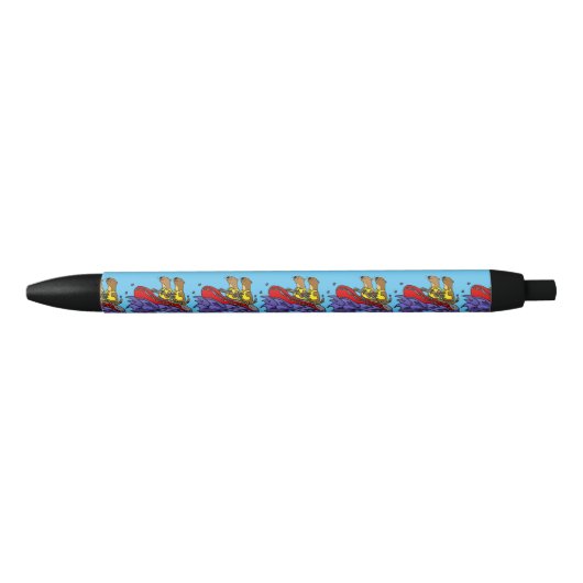 Funny Zee Otters River Rafting Zwarte Inkt Pen (Voorkant)