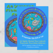 Funny zee schepsels in de cartoon van de scheepsha kaart (Voorkant / Achterkant)