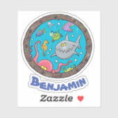 Funny zee schepsels onder water cartoon sticker (Vel)