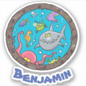 Funny zee schepsels onder water cartoon sticker (Voorkant)
