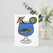 Funny Zee Turtle in Margarita Drink Briefkaart (Staand voorkant)