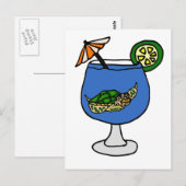 Funny Zee Turtle in Margarita Drink Briefkaart (Voorkant / Achterkant)