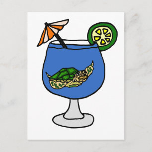 Funny Zee Turtle in Margarita Drink Briefkaart