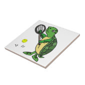 Funny Zee Turtle Plays Tennis Cartoon Tegeltje (Zijkant)