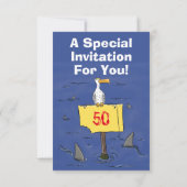 Funny zee vogel omringd door cartoon-uitvinding va kaart (Achterkant)