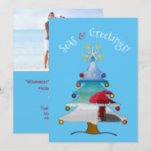 Funny Zeeen en Greetings Photo Beach Kerstmis Feestdagenkaart (Voorkant / Achterkant)