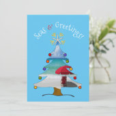 Funny Zeeen en Greetings Photo Beach Kerstmis Feestdagenkaart (Staand voorkant)