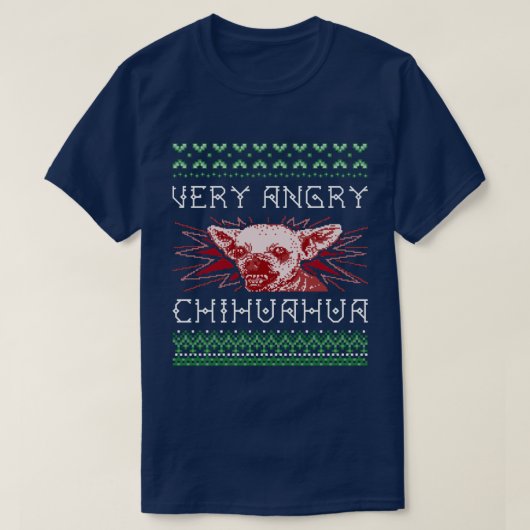 Funny "Zeer Angry Chihuahua" Ugly X-Mas T-shirt (Design voorkant)