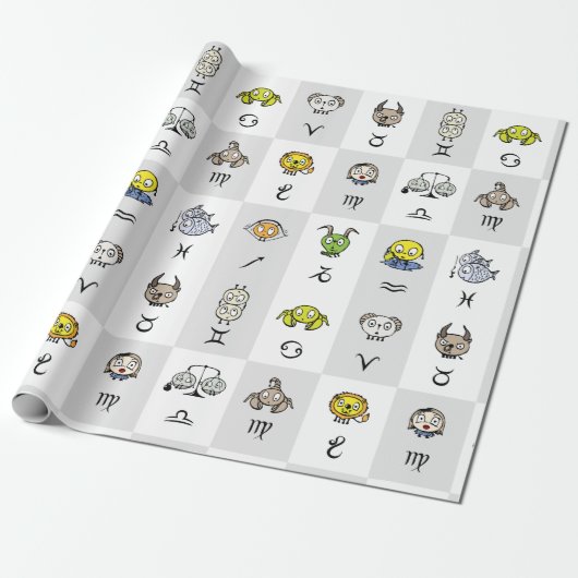 Funny Zodiac Signs Cadeaupapier (Uitgerold)