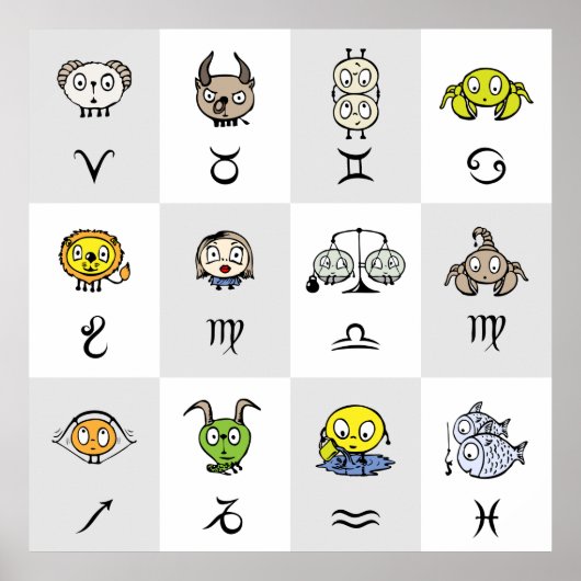 Funny Zodiac Signs Poster (Voorkant)