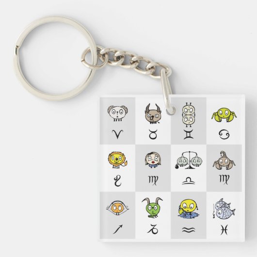 Funny Zodiac Signs Sleutelhanger (Voorkant)