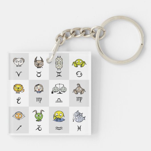 Funny Zodiac Signs Sleutelhanger (Achterkant)