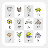 Funny Zodiac Signs Vierkante Sticker (Voorkant)