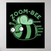 Funny Zombie Bee Pun Dark BG Poster (Voorkant)