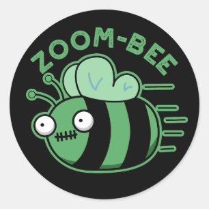 Funny Zombie Bee Pun Dark BG Ronde Sticker