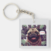 Funny Zombie Bite Pug “I’m Fine” Halloween Acrylic Sleutelhanger (voorkant)