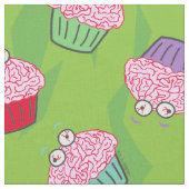 Funny Zombie Brains Cupcake Pattern Stof (Close Up)