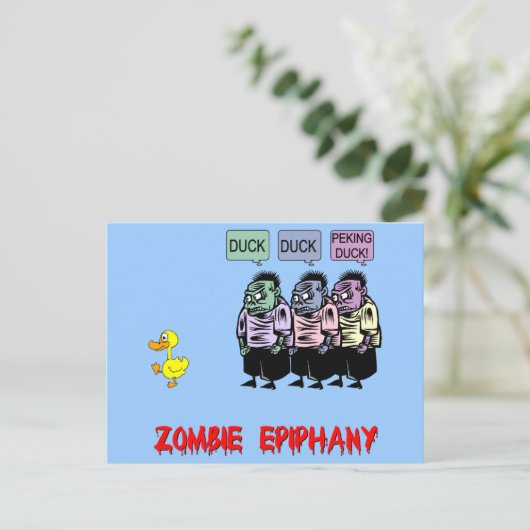 Funny zombie briefkaart (Staand voorkant)