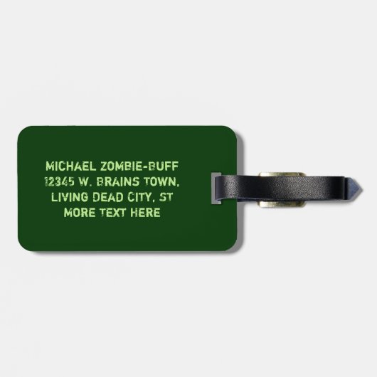 Funny Zombie Buff Weight Lifter Bagagelabel (Achterkant horizontaal)