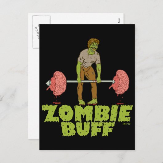 Funny Zombie Buff Weight Lifter Feestdagenkaart (Voorkant / Achterkant)