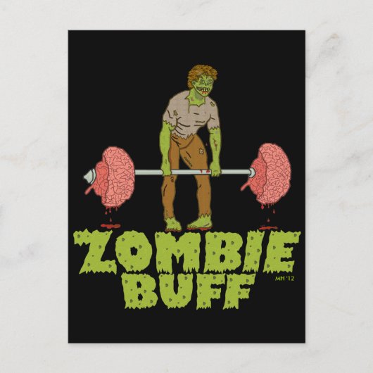 Funny Zombie Buff Weight Lifter Feestdagenkaart (Voorkant)