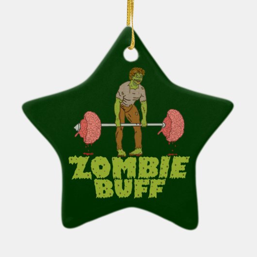 Funny Zombie Buff Weight Lifter Keramisch Ornament (Achterkant)