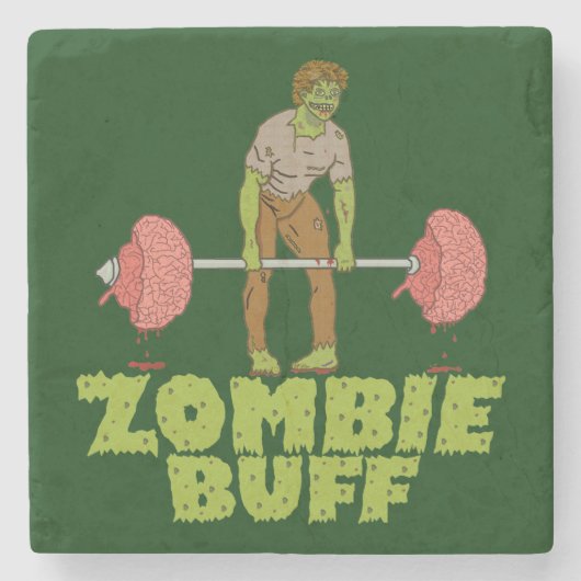 Funny Zombie Buff Weight Lifter Stenen Onderzetter (Voorkant)