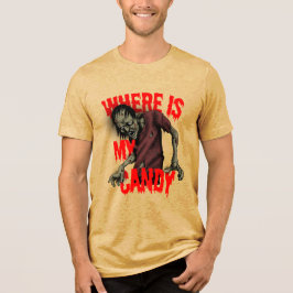 Funny Zombie Candy Halloween Horror Gag Tri-Blend Shirt