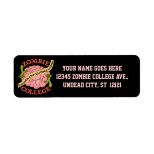Funny Zombie College Logo Etiket