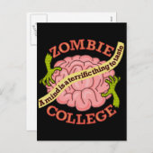 Funny Zombie College Logo Feestdagenkaart (Voorkant / Achterkant)