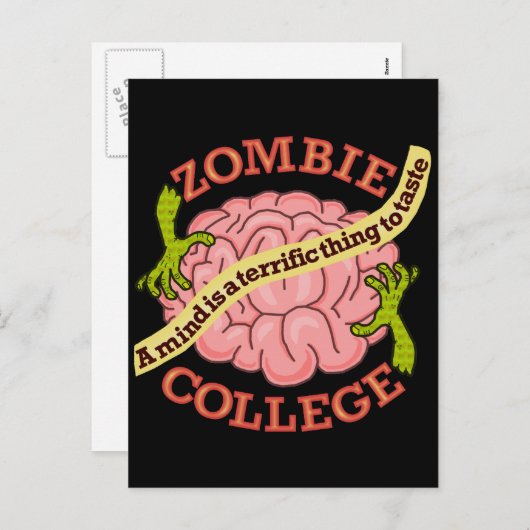Funny Zombie College Logo Feestdagenkaart (Voorkant / Achterkant)