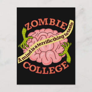 Funny Zombie College Logo Feestdagenkaart