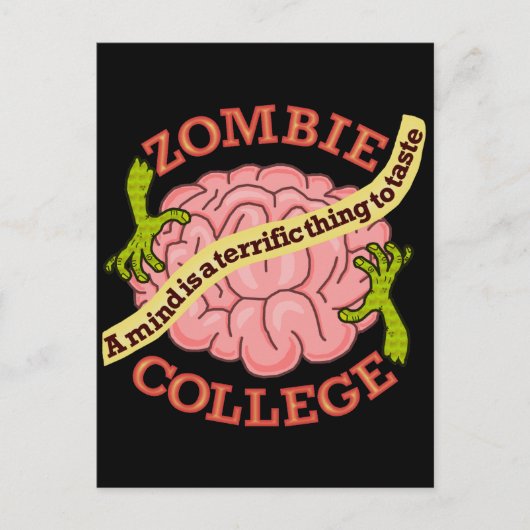 Funny Zombie College Logo Feestdagenkaart (Voorkant)